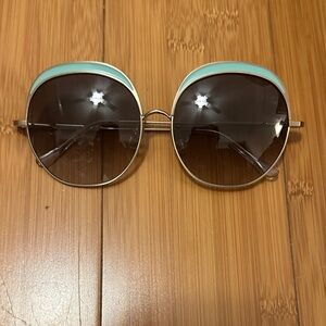 Crap Round Metal Sunglasses with Turquoise Accent - Women's Accessories